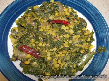 sri lankan tempered spinach with dhal (lentils) recipe